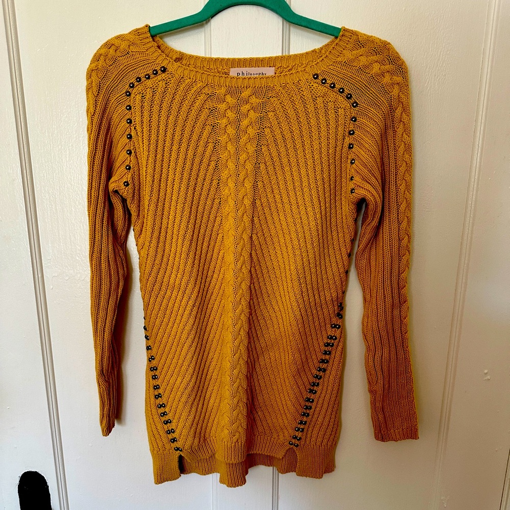Philosophy Mustard Sweater with Black Stud Accents